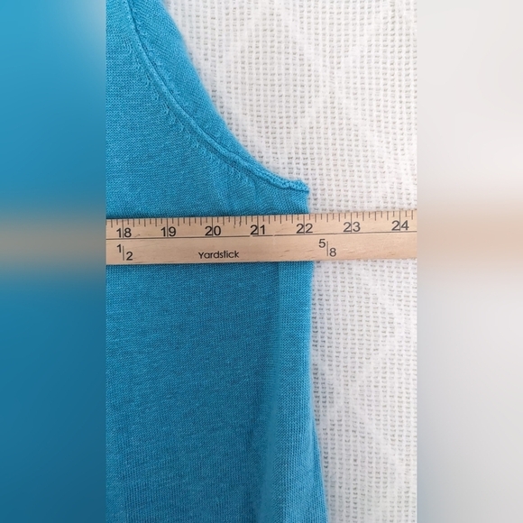 J Jill Duster Cardigan Women Teal Aqua Blue Open Front Pockets Linen Size 1X - Picture 4 of 9